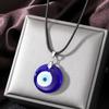 Color Glass Blue Evil Eyes Pendant Necklace Women Men Round Turkish Lucky Eye