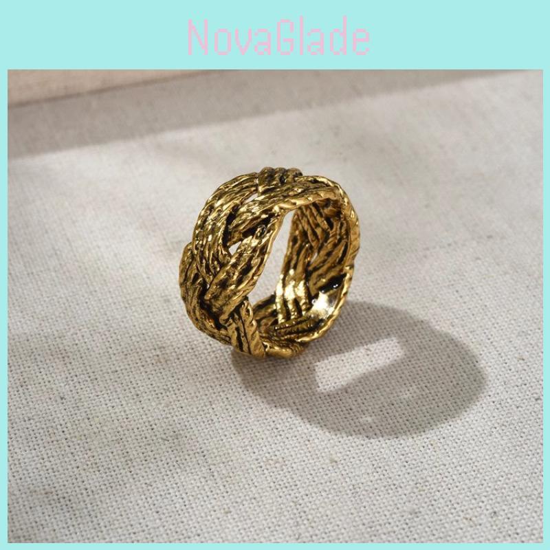 Vintage Style Geometric Copper Ring For Women Retro Fashionable Artisan Design