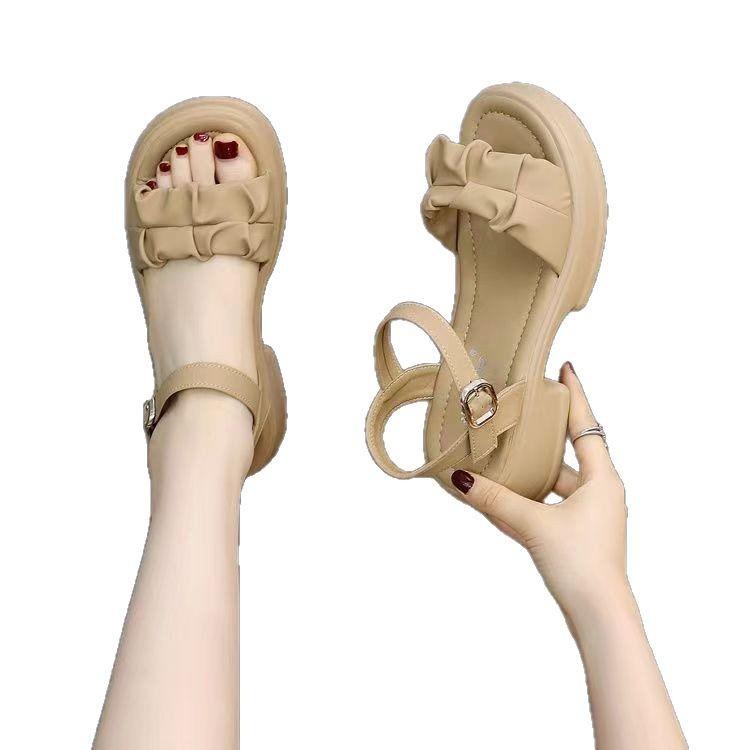 Plateausandalen mit geringer Höhenzunahme Damen Sommerbekleidung 2025 neu Feenstil lässig vielseitig dicker Absatz Strandschuhe