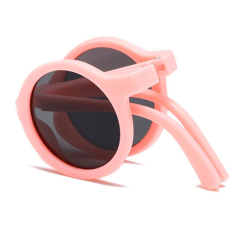 Fashion Kids Outdoor Portable Folding Sunglasses Retro Round Frame Eye Protection Sun Glasses for Boys Girls Children Travel Eyewear