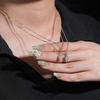 Super Shiny Princess Cut Moissanite Square Necklace, 1/1.5 Carat, Light Luxury Clavicle Chain, Elegant European & American Style Jewelry