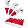 12 Pcs Christmas Santa Hats Silverware Tableware Holders Holiday Santa Cutlery Holder Xmas Fork Spoon Storage Bag Dinner Table Decorations