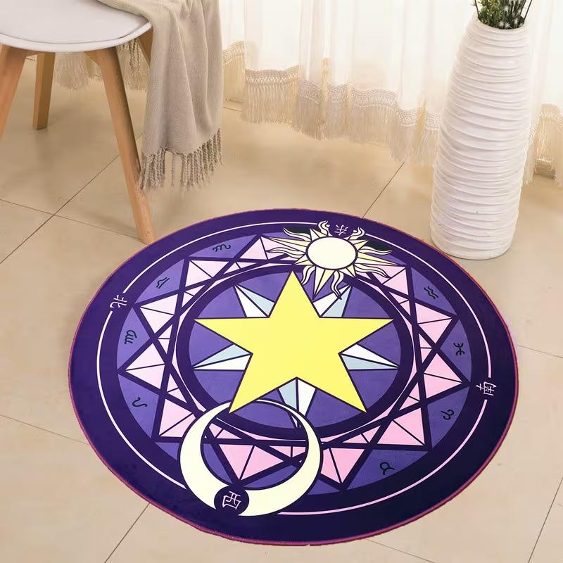 

Kawai Magic Array Round Rug for Girls Room Living Room Sofa Rug Bedroom Rug Coffee Table Floor Mat Gifts Computer Chair Mat 80cm x 80cm
