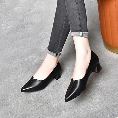 Pumps Damen Frühling schlichtes Temperament Schafleder Arbeitsschuhe professionelle Kleiderschuhe Pendeln flacher Ausschnitt Damen Einzelne Schuhe