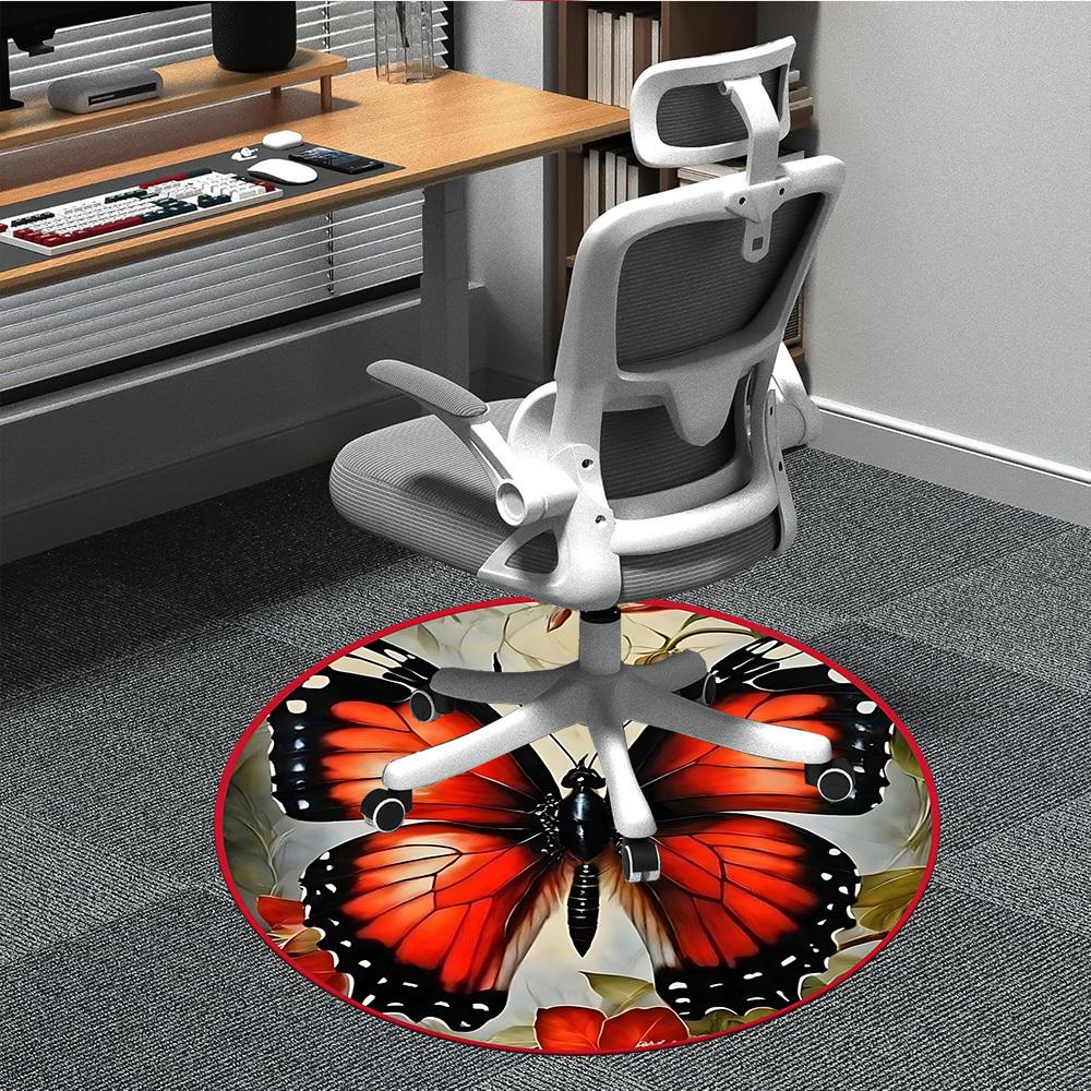 

1pc Butterfly Print Chair Carpet for Office, Soft Comfortable Mat For Office, Living Room, Bedroom, Machine Washable Carpet yy251112057 80cm by 80cm