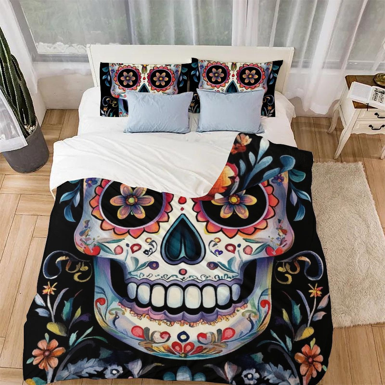 

Hor Theme Printed Soft Duvet Cover, Skul Patern, Bedrom Beding Suitable Children Young Boys Young Girls plus Adult Peoples Warm Soft Breathable 120*200cm Single
