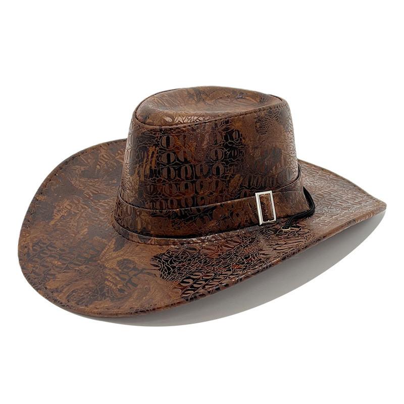 Retro Cowboyhut für Männer Frauen PU-Leder Sonnenschutz für Outdoor-Camping-Aktivitäten