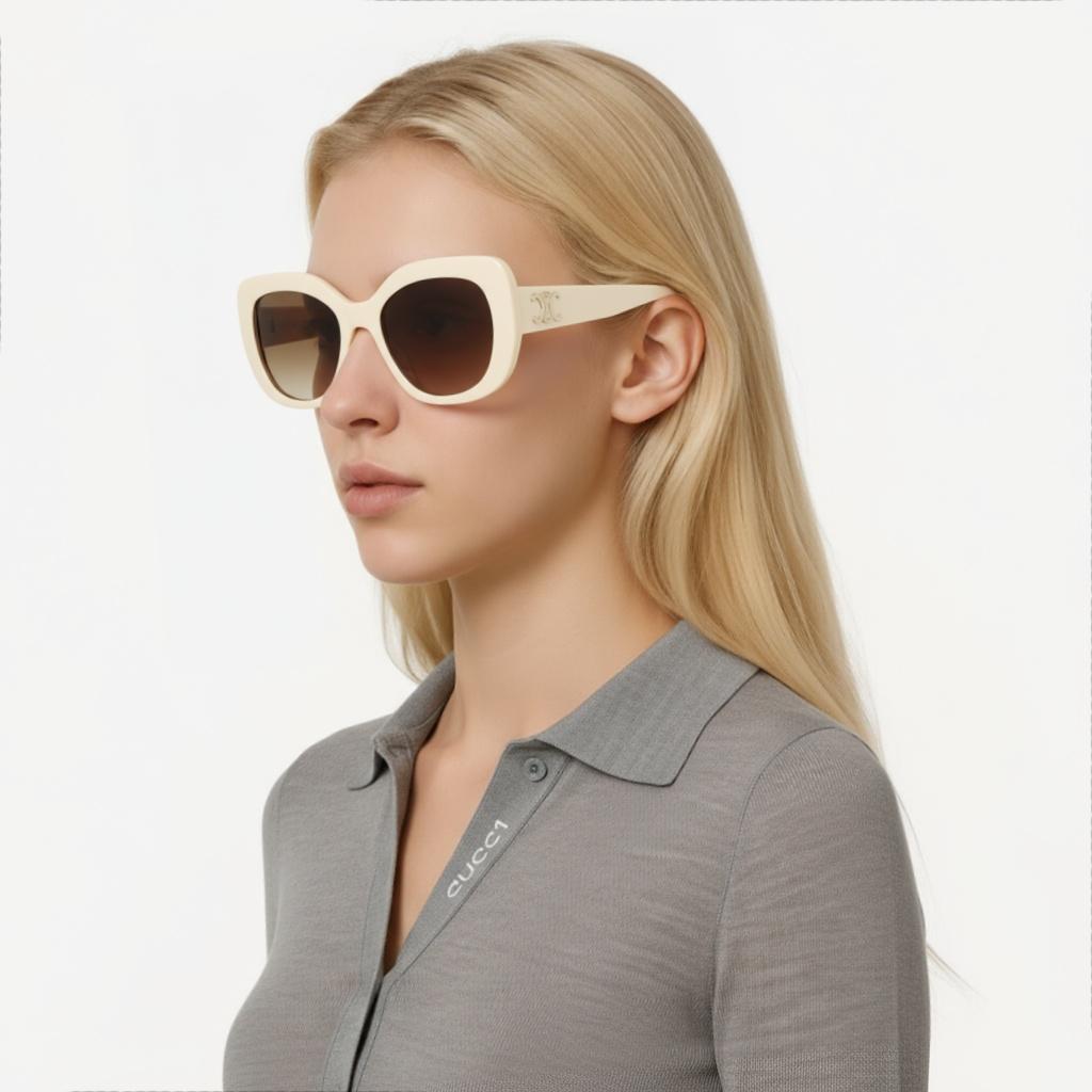 Celine Logo Butterfly Sunglasses Women Sunglasses White CL40226U25F