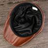 2025 Retro Octagonal Genuine Leather Hat Autumn Men's Cowhide Leather Beret Elegant Fashion Tongue Cap Snapback Caps For Men