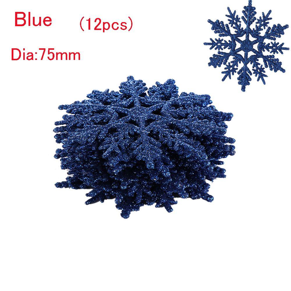 12Pcs 7.5cm Gold Powder Snowflake for Xmas Charming White Christmas Tree Decor Xmas Party Holiday Christmas Ornaments Home Decor