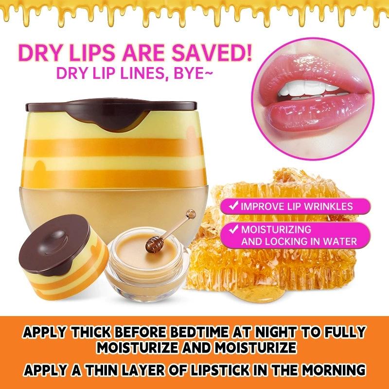 Propolis feuchtigkeitsspendende Lippenmaske, Schlaf-Lippenbalsam, nährende Anti-Falten-Lippenpflege, Anti-Risse, Unisex mit Pinsel, Lippenpflege