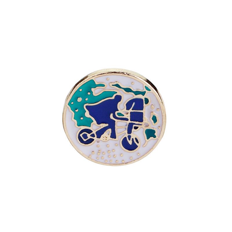 Temu Creative Corsage & Enamel Brooch - Chest Ornaments with Cartoon Bicycle Wishing Bottle Design