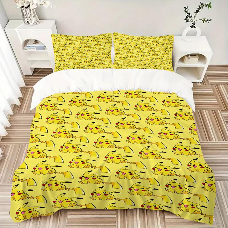 Pikachu Wallpaper Print 3Pcs Bedding Setduvet Cover With 2 Bedropillowcase Home Birthday Gift