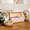 Boîte Rangement Thé en Bois Naturel Creative Deco 3 Compartiments Diviseurs Amovibles 22 x 9 x 7,5 cm