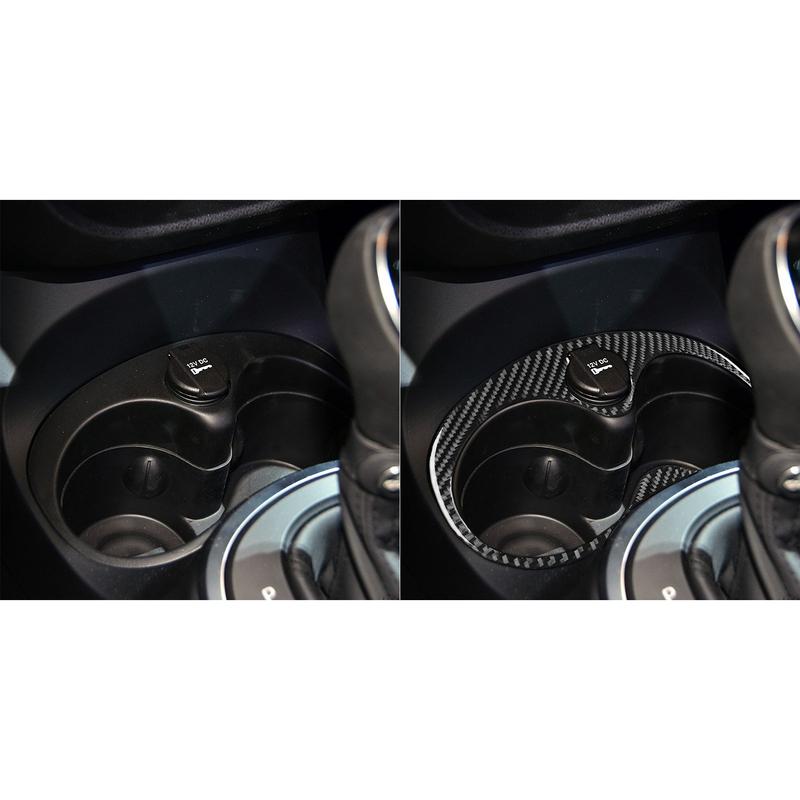 Carbon Fiber Car Accessories Cup Holder Panel Decorative Modified Interior Trim Soft Cover Sticker For Fiat 500L 2014-2017