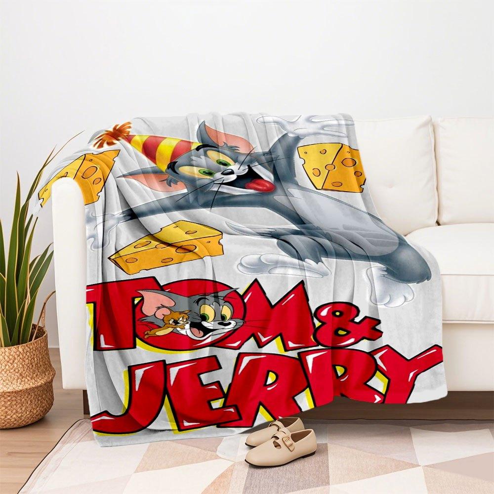 Tom & Jerry Phone Case CoverBlanket Flannel Throw Blanket for Sofa, Bed, Travel, Camping, Office