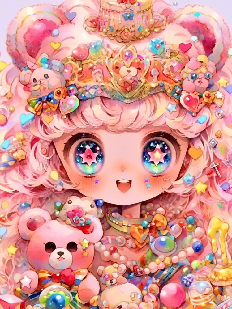 

5D DIY мультфильм девушка алмазная живопись набор красочные большие глаза девушка крест вышивка ручная работа алмазная мозаика искусство подарок Full Round 20x30CM