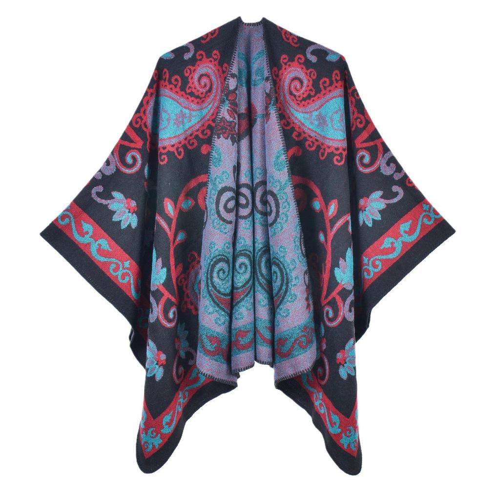Yunnan Ethnic-Style Large Shawl Cape - Imitation Cashmere Scarf Cloak