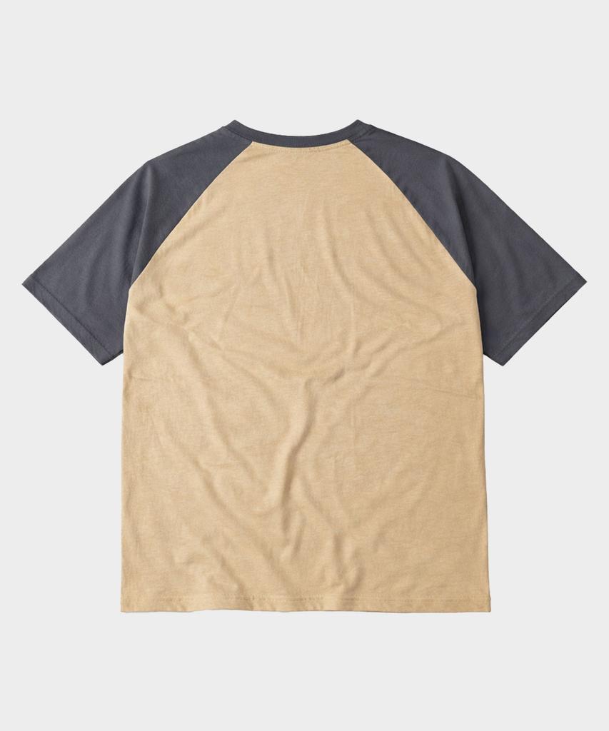 POLYGRAM Oversized Raglan Short Sleeve T-Shirt - Beige/Charcoal