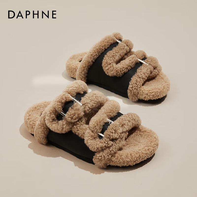 DAPHNE Women s Casual Faux Fur Slides 36