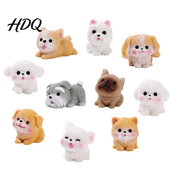 Display Box Collectibles 2Pcs Mini Dog Figurines Cute Resin Puppy Miniature Animal Figures Small Adorable Statue Decorations Ornaments for