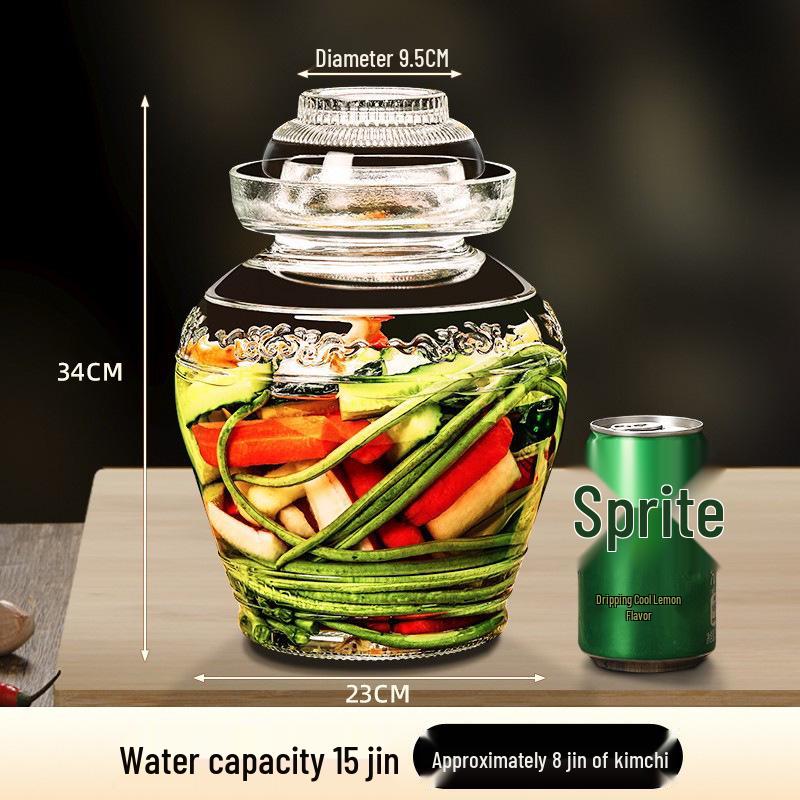 Sichuan Style Thick Glass Pickle Jar for Sauerkraut and Vegetables - Large Mouth, Sealed Container for Home Pickling