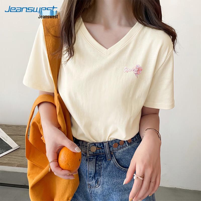 Jeanswest Women s V-Neck Cotton Short Sleeve T-Shirt XL