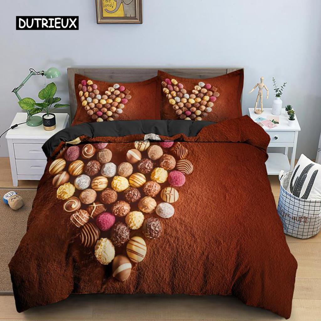 Delicious Chocolate Dessert Duvet Cover Set for Kids Girls Soft Polyester Bedding Double Queen King Size