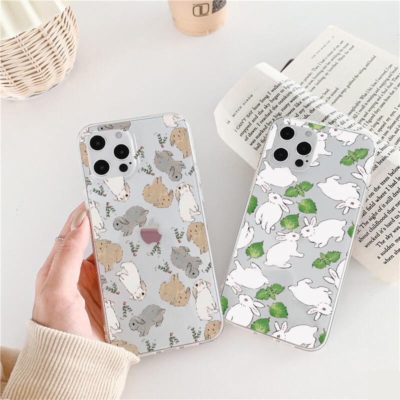Cartoon Cute Rabbit Animal Clear Phone Case for Iphone 7 8 Plus SE 2020 11 12 13 Pro Max X XS MAX XR Back Soft Transparent Cover