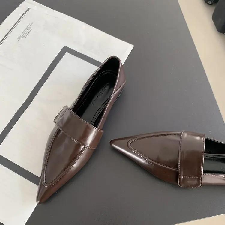 Women Pointed Toe Shoes Fashion Solid Color All Match Working Shoes Female Slip On Flat Casual Shoes Zapatillas Mujer2025