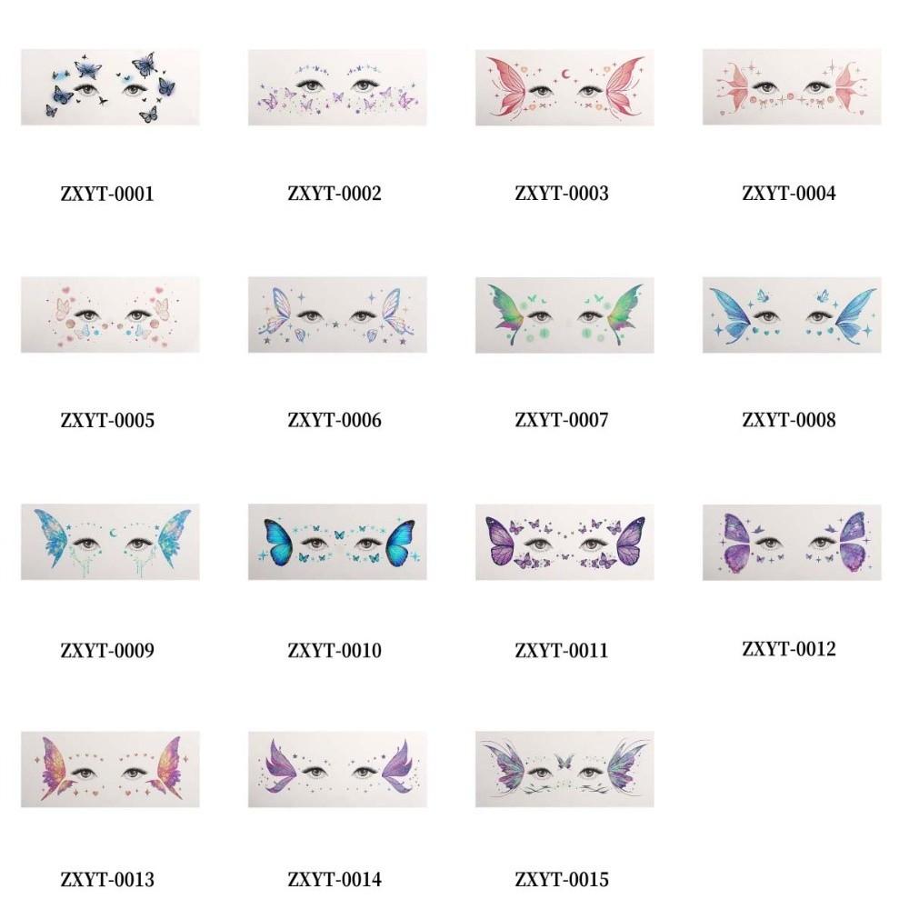 Star Heart Glitter Butterfly Face Tattoo Realistic Face Temporary Tattoo Dance Performances