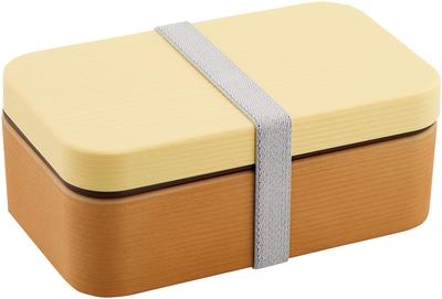 Showa Lunch Rice Wood Long Square Clean Made In Japan 4979538 Box, Doesn't Stick, Grain, Resin, Bento, Yellow, Coat, Microwave/Dishwasher Safe, 600ml,