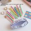 Large-capacity Plaid Pattern Pencil Case Kawaii Pencil Bag Funny Pencilcase Cartoon Students School Supplies Cosmetic Bag