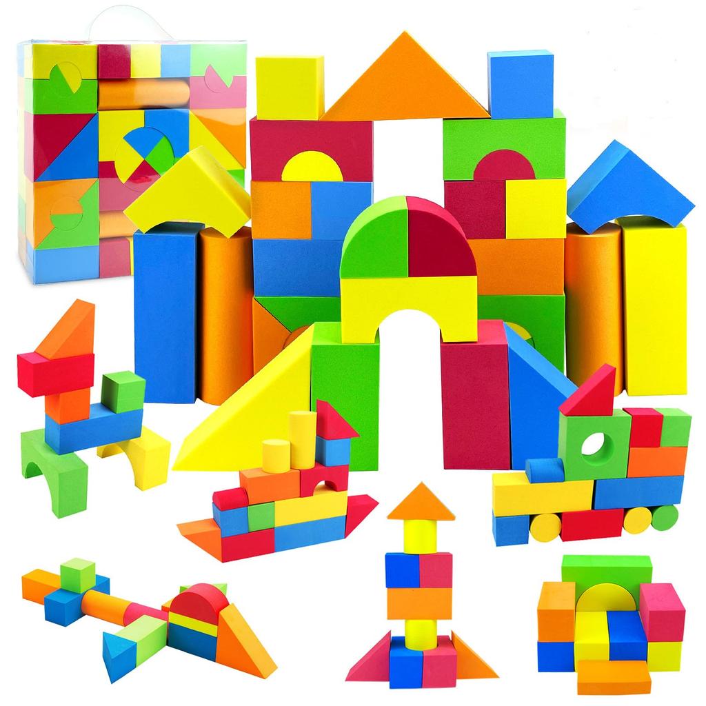 Soft Building EVA Bath Toys for Develops Imagination and Birthday Gift for Boys and Girls Blocks 63-Piece Blocks, Material, Kids, Lightweight, DIY,