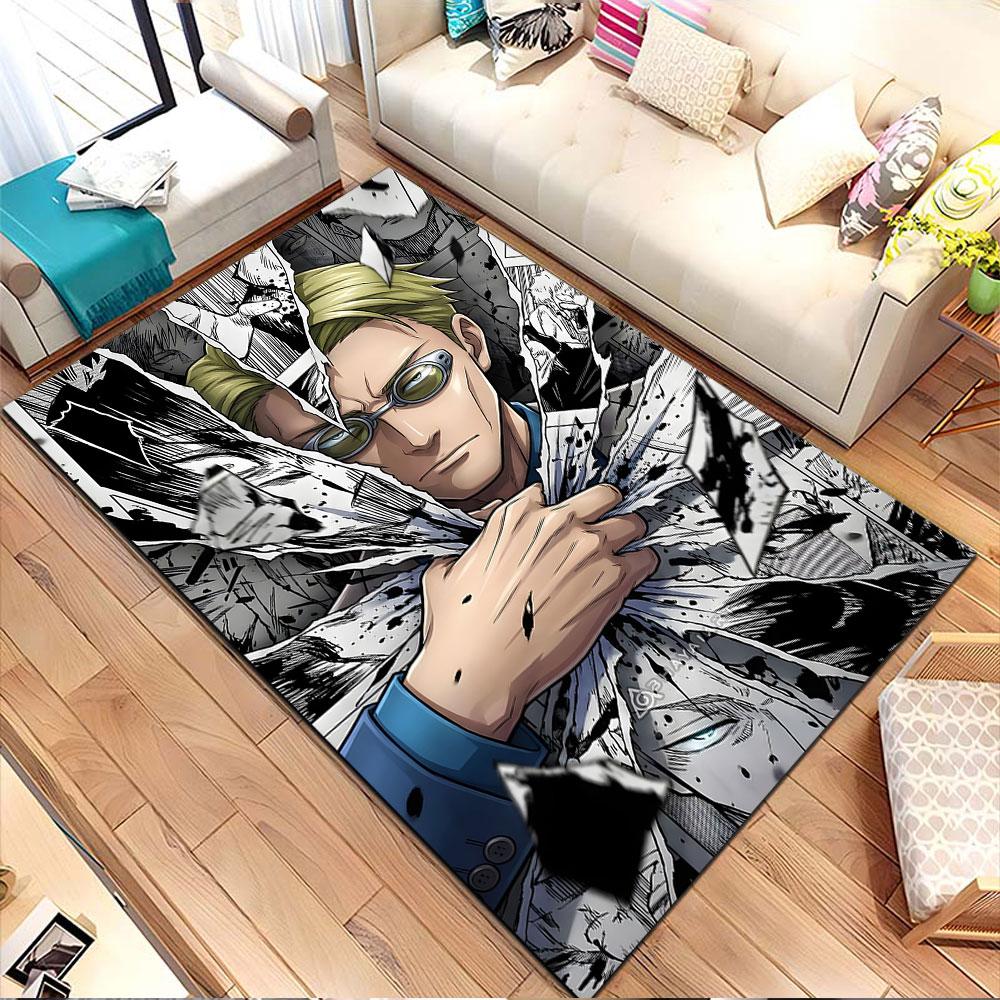 Manga Warrior with Shattered Panels Patterned Carpet, Non Slip Mat Suitable for Living Room and Bedroom Sofas