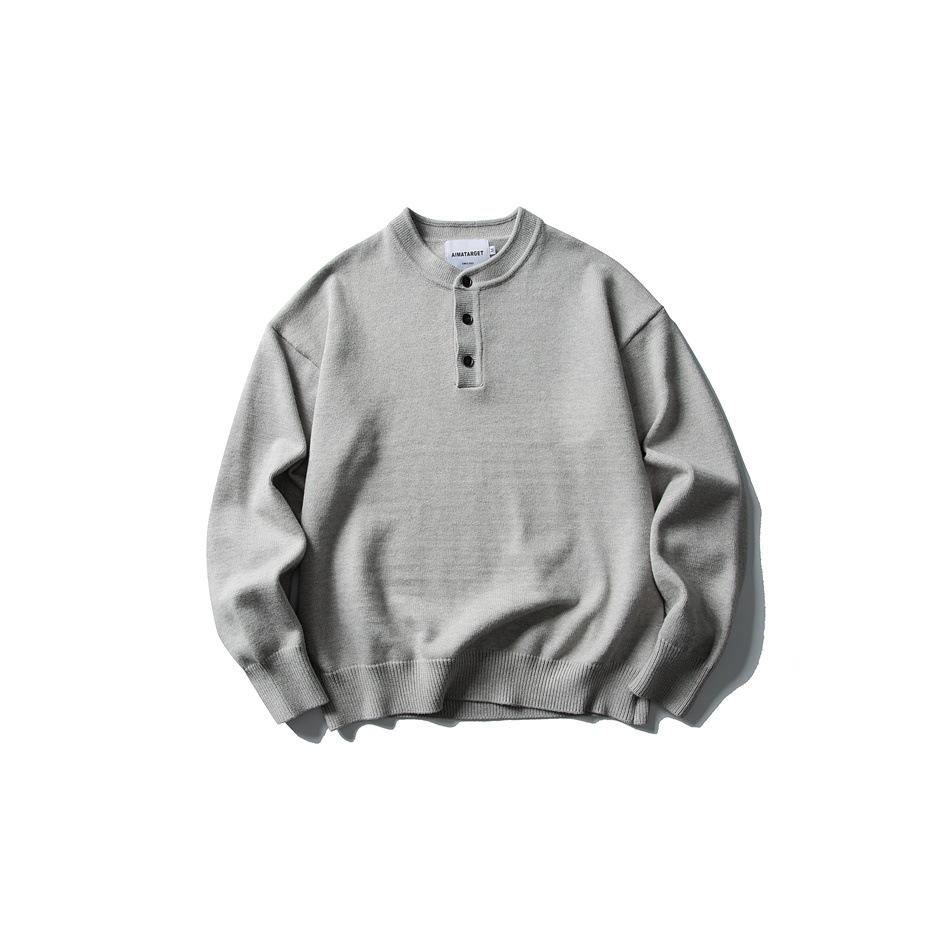 

AIMATARGET Unisex Retro Henley Sweater CM128 XL светло-серый