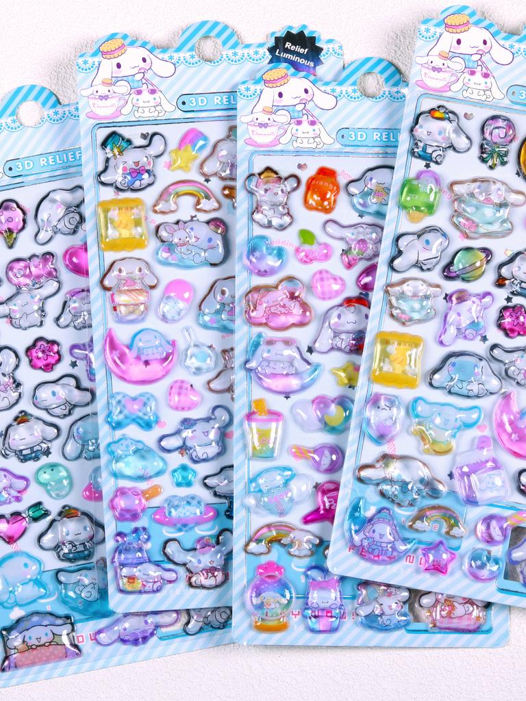 3D Embossed Stickers, Children'S Cartoon Stickers, Sanrio Water Decals, Cute Water Shaker Stickers, Suitable For Phone Cases And