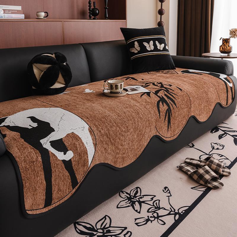 New Medieval Chenille Sofa Cushion, Universal In All Seasons, Special-Shaped Irregular Straight Row Non-Slip Sofa Seat Cushion