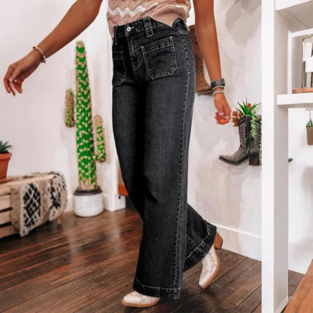 Ladies' Retro Straight Leg High Waisted Jeans