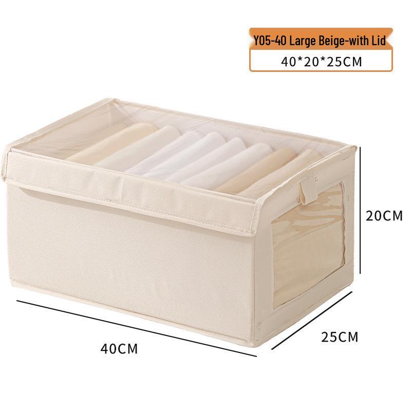 Cotton & Linen Foldable Storage Box with Window for Clothes