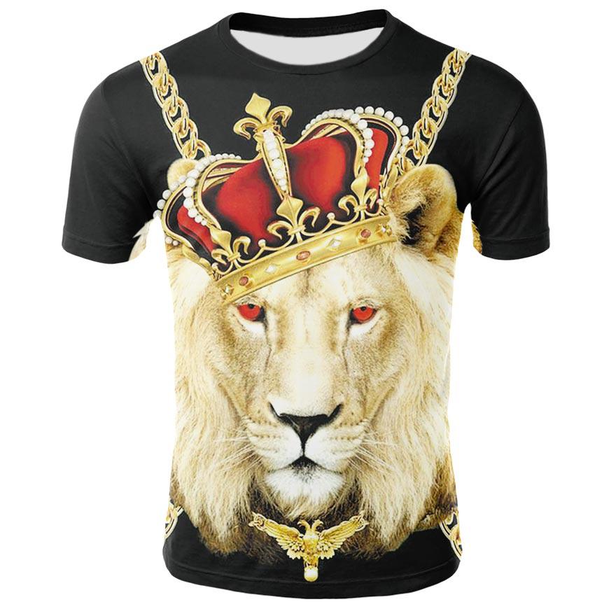 Fashion Men And Women TShirts 3D animal world Luxury Tiger Lion Printed T-shirts Hip-Hop Round Neck Short Sleeve Street Clothes