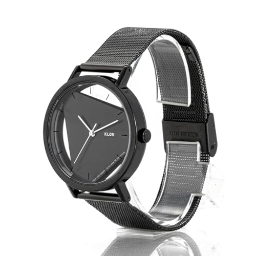 KLON UNSICHTBAR UNIVERSALFORMEN SCHWARZE EDITION 38mm (Rechteck x Dreieck) Paar Uhren mit skelettiertem transparentem Zifferblatt für Herren und Damen, schlichtes Design mit