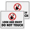 2 Pack Look and Enjoy Do Not Touch Signs 6 X 8 Inch Aluminum Waterproof Signage Metal Reflective Sign for Business Museum Outdoor Indoor