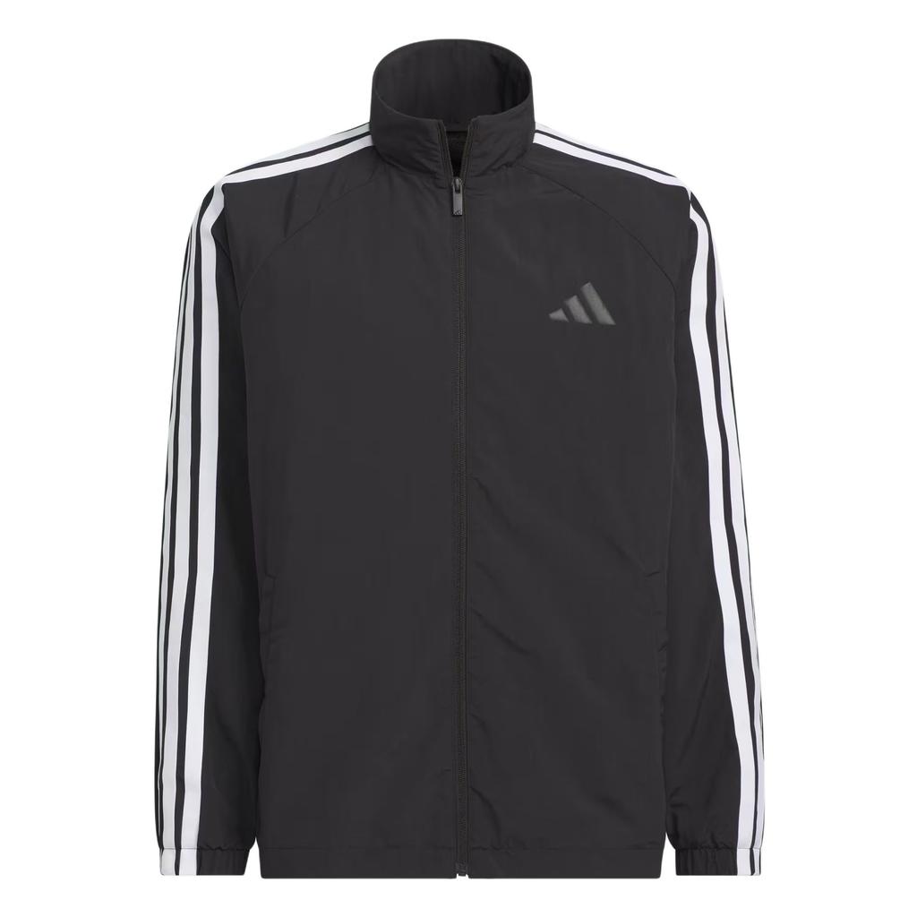 Adidas 3-Stripes Logo Stripe Loose Fit Stand Collar Zip Shoulder Sleeve Long Sleeve Jacket Men Jacket Black White KC3892