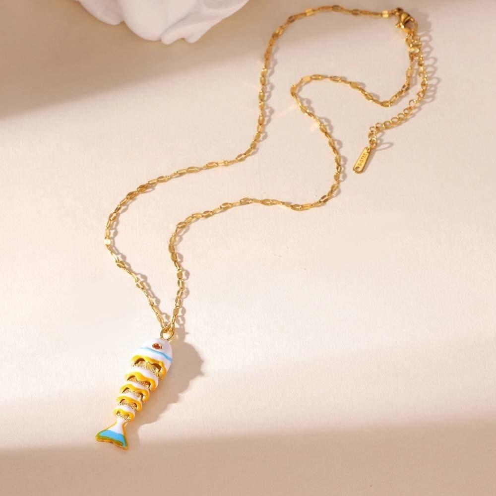 3D Brass Colorful Small Koi Jewelry Accessories Movable Mini Metal Fish  Necklace