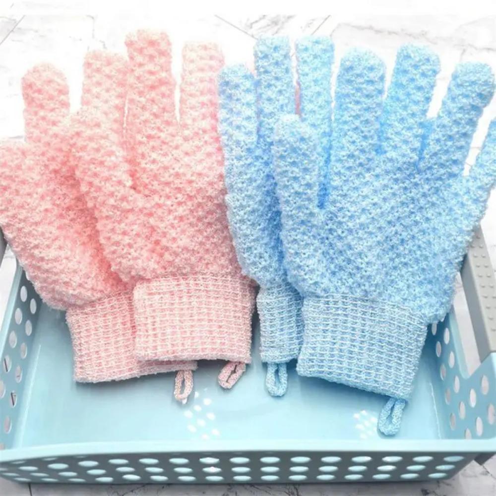 Double Sided Jacquard Frosted Nylon Five Finger Shower Gloves, Rubbing Back And Mud, Household Shower Supplies