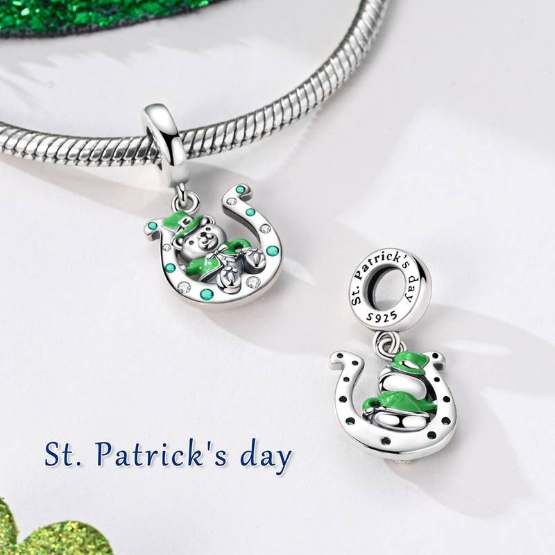 Original 925 Sterling Silver Charm Bead St. Patrick's Day Series Green Pendant Fit Original Bracelet For Women DIY Jewelry Gift