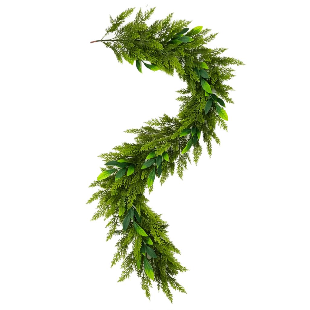 Artificial Christmas Cedar Garland 180cm/270cm - Realistic Needles for Fireplace Table Window Stair Mantel Indoor Outdoor Decor