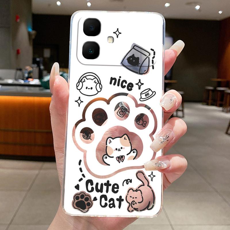Neues Design Hülle für Infinix Smart 20 X6840 X6840B Case 2026 Ästhetisch Niedlicher Katzen Cartoon Transparent Weiches Silikon Stoßstange Abdeckung