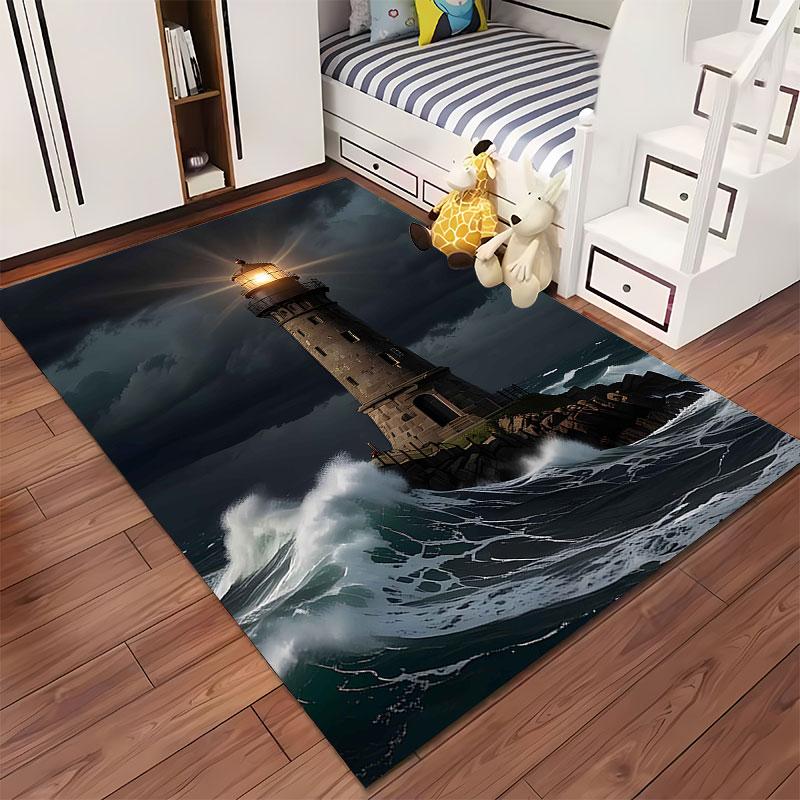 Majestic Lighthouse at Sea suitable as a non-slip mat for the living room or bedroom sofa